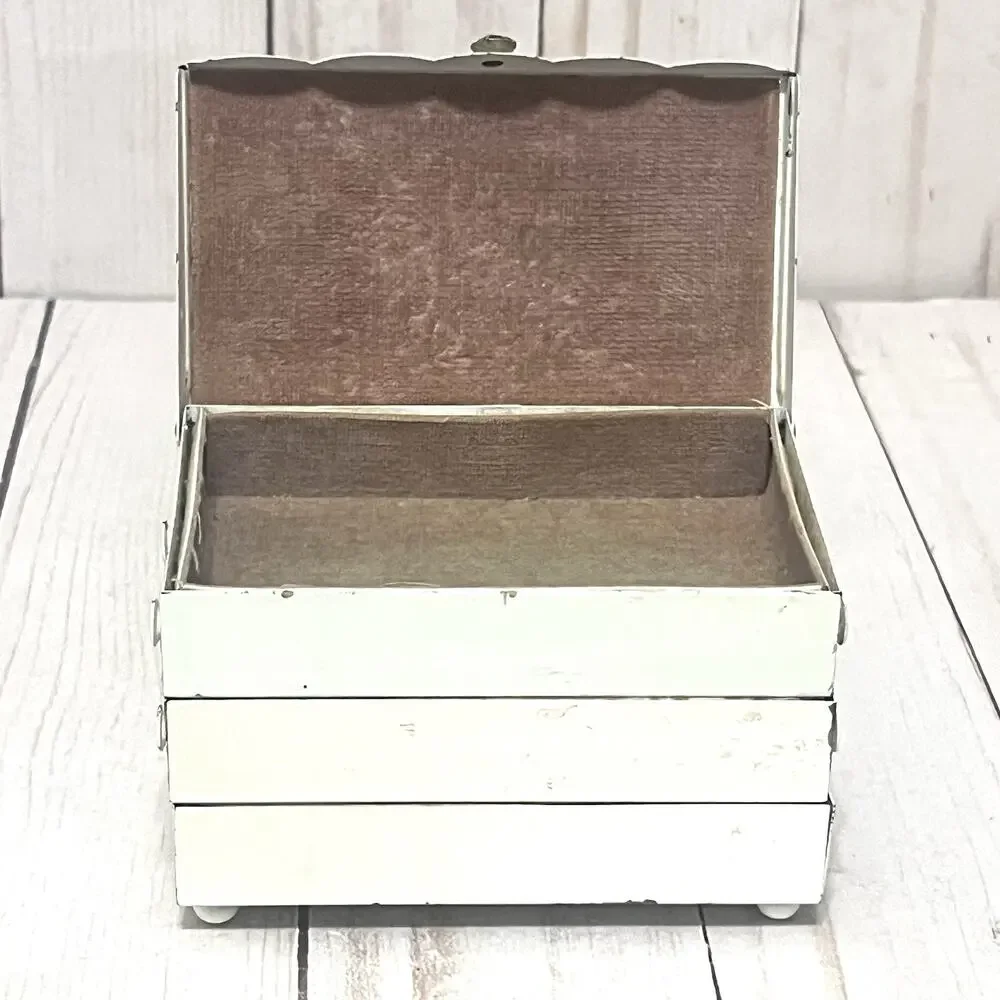 Mod 1960s Vintage Japan Metal Daisy Accordion Jewelry Box Whimsy